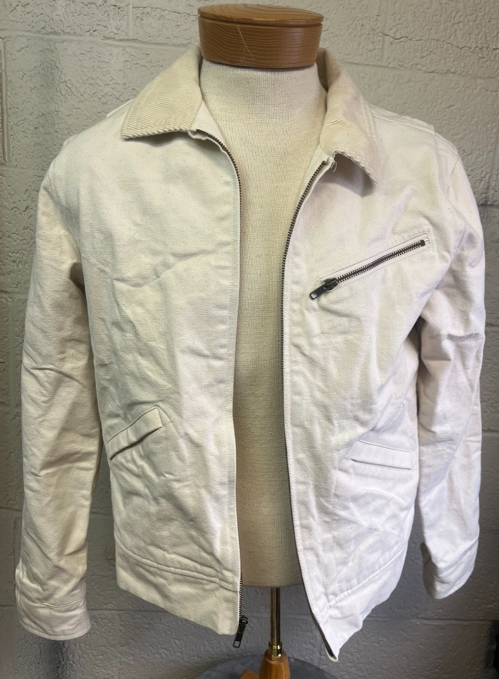 NWOT Seager Co Men’s Ranch Jacket Natural Canvas Tan Size Medium Corduroy Collar